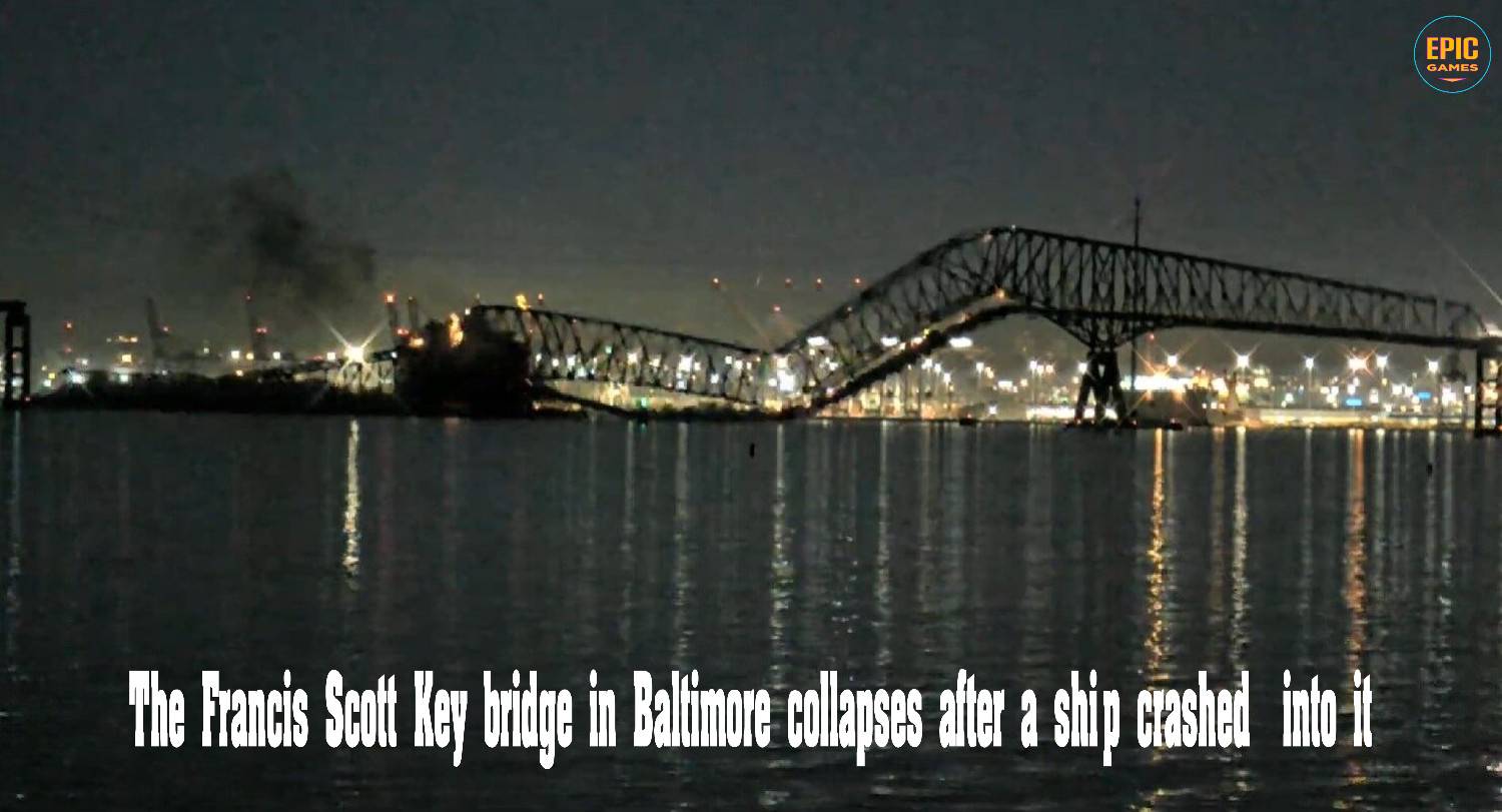 The Francis Scott Key bridge in Baltimore collapses after a ship crashed into it